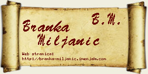 Branka Miljanić vizit kartica